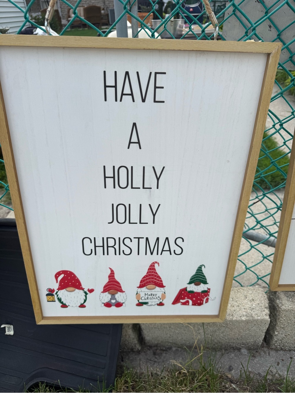 Have a Holly Jolly Christmas Wall Sign - White with Red & Green Gnomes